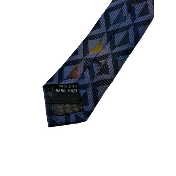Bruno Piattelli 100% Silk Tie Geometric Pattern Blue Multicolor 58.5” x 4” - Picture 6 of 6